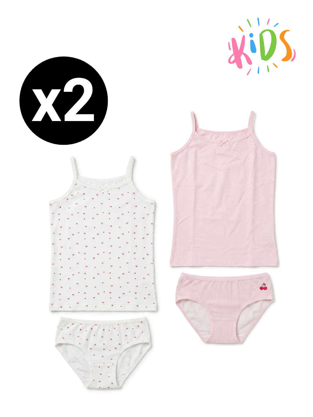 Ensemble Fille en Coton "Cerise" – Pack (x2)