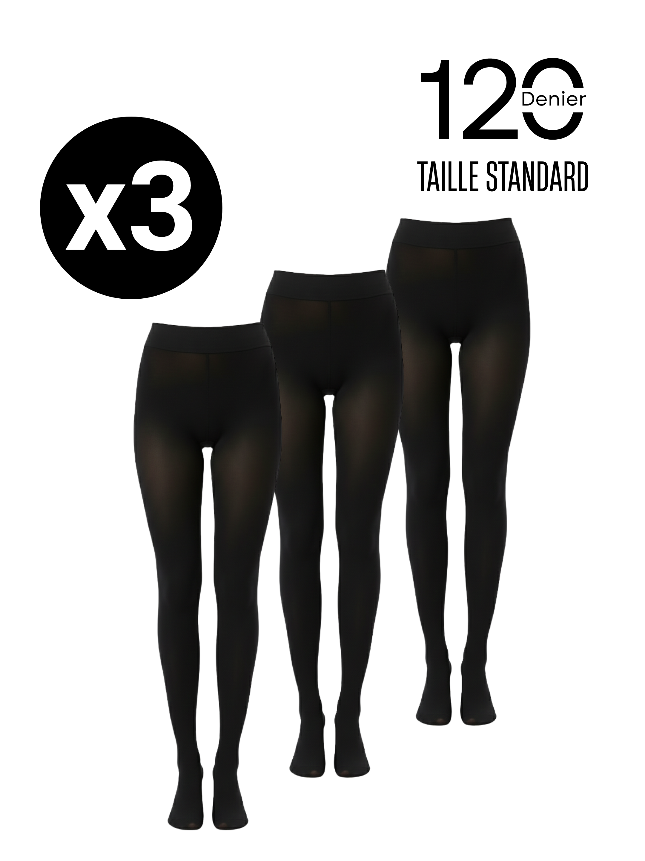 Collants Opaques Standard ‘120D’ – Pack (x3)