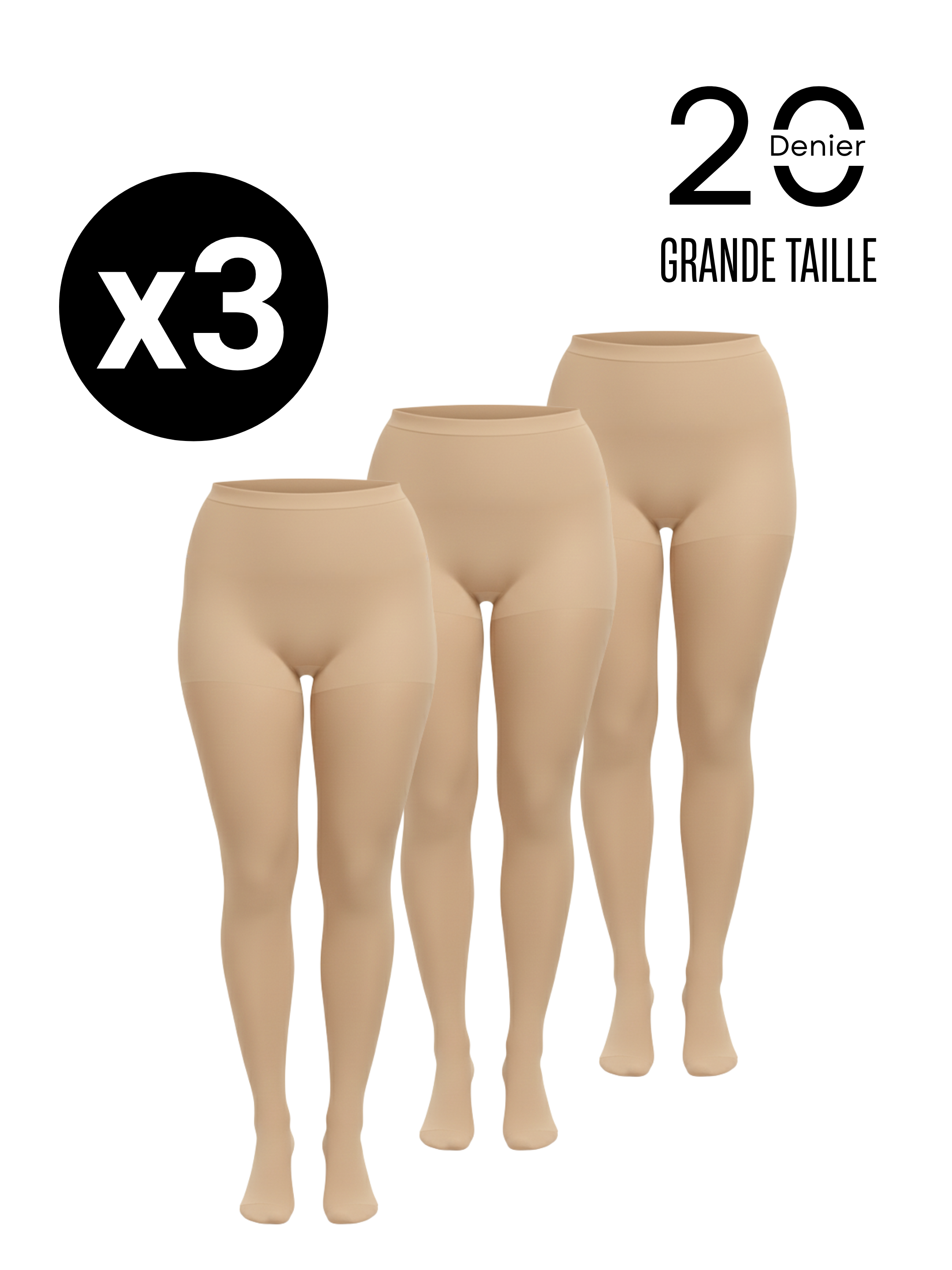 Collants Essentiels Grande Taille '20D' – Pack (x3)