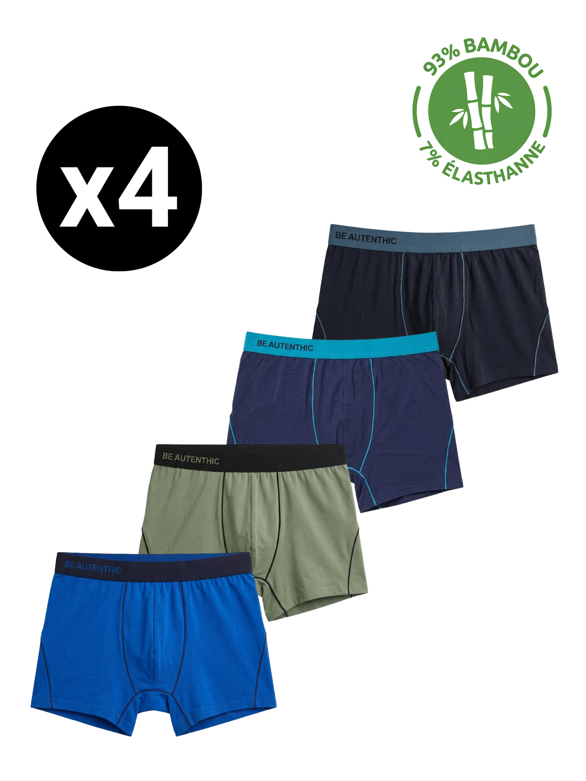 Boxers Homme Ultra-Doux en Bambou – Pack (x4)