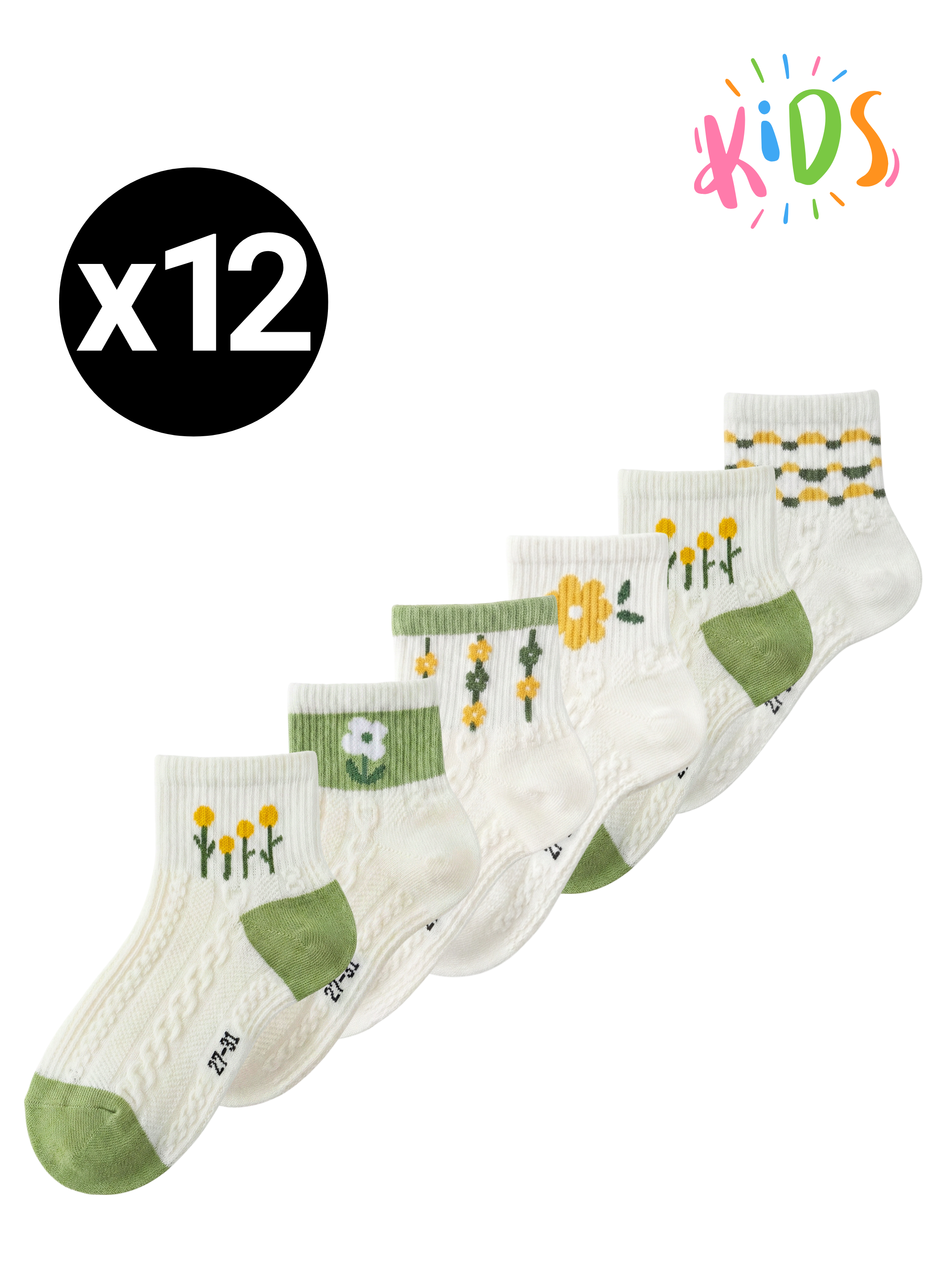 Chaussettes Coton 'Blossom' – Pack (x12)