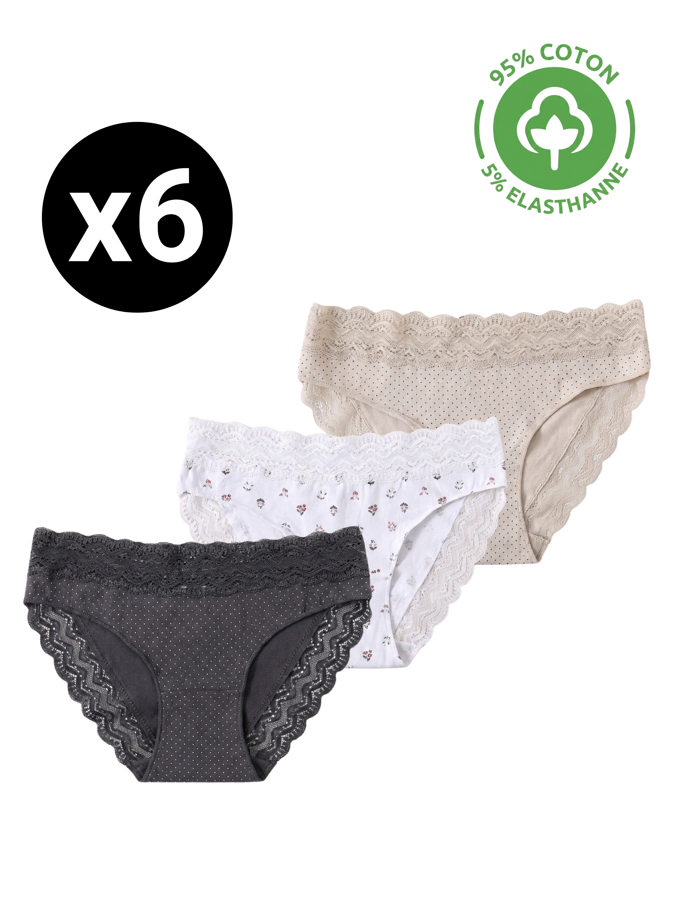 Slips Femme en Dentelle - Pack (x6)