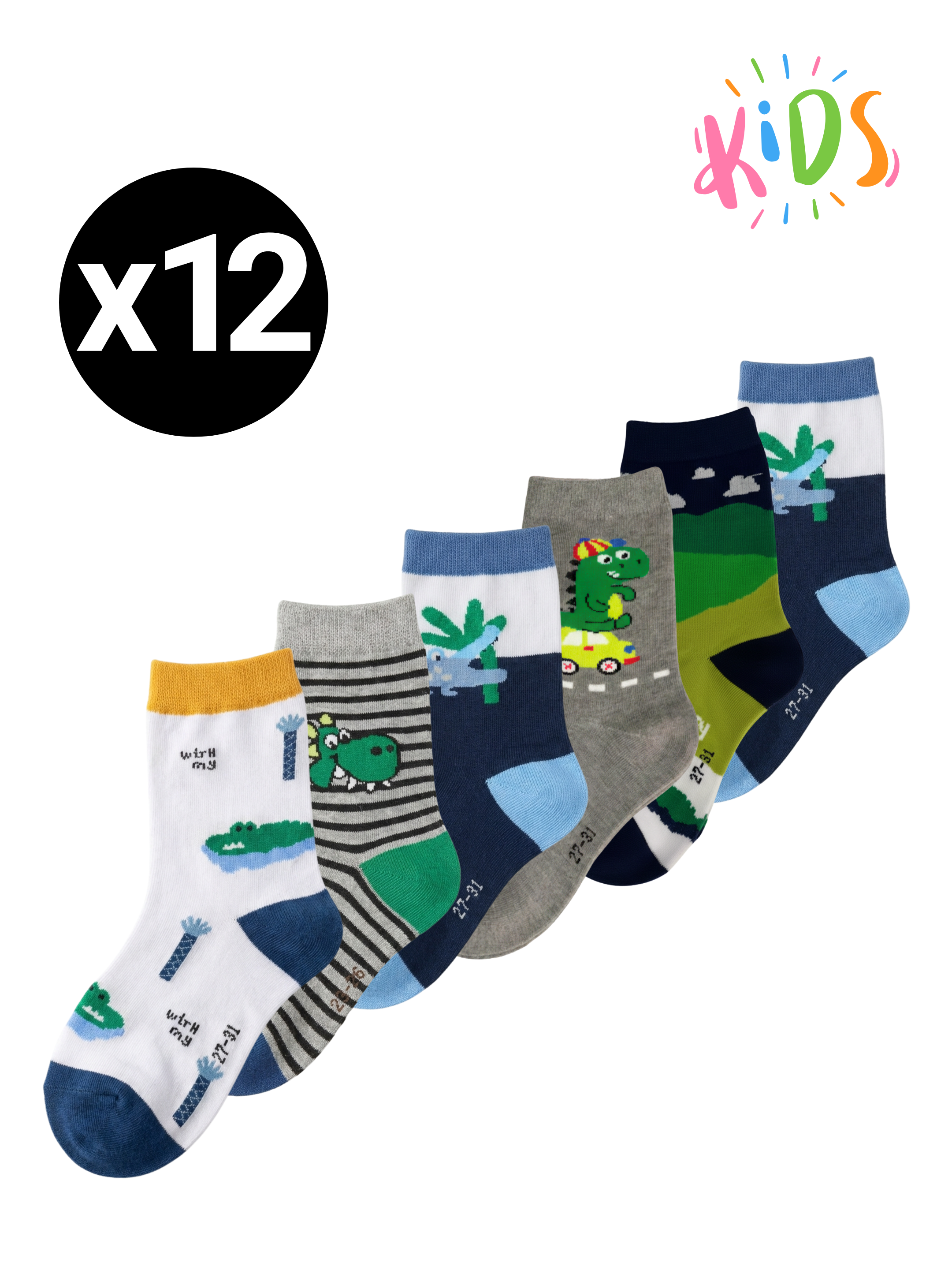 Chaussettes Coton 'Crocodile' – Pack (x12)