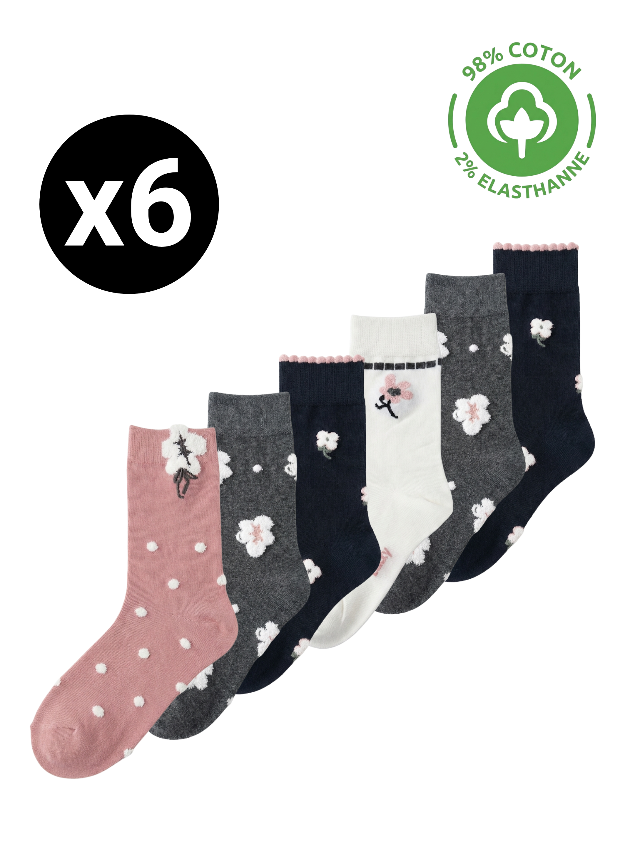 Chaussettes en Coton 'Florale' – 35/40
