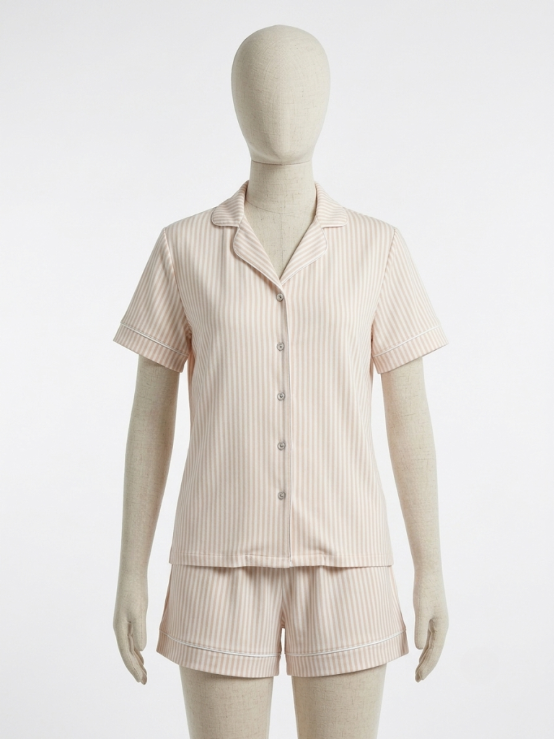 Ensemble Pyjama Court Rayé Douceur – Saumon
