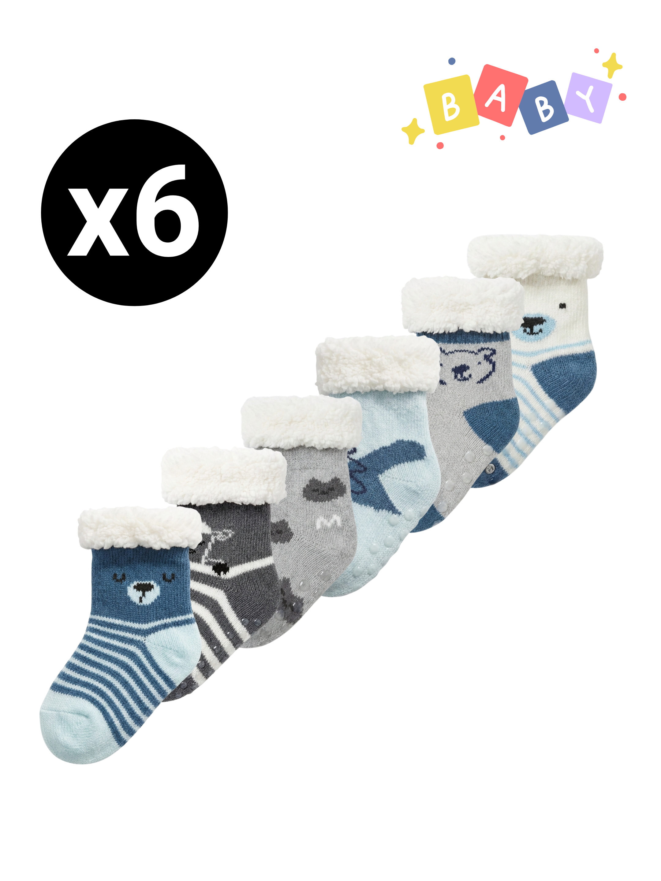 Chaussettes Sherpa Bébé Garçon – Pack (x6)