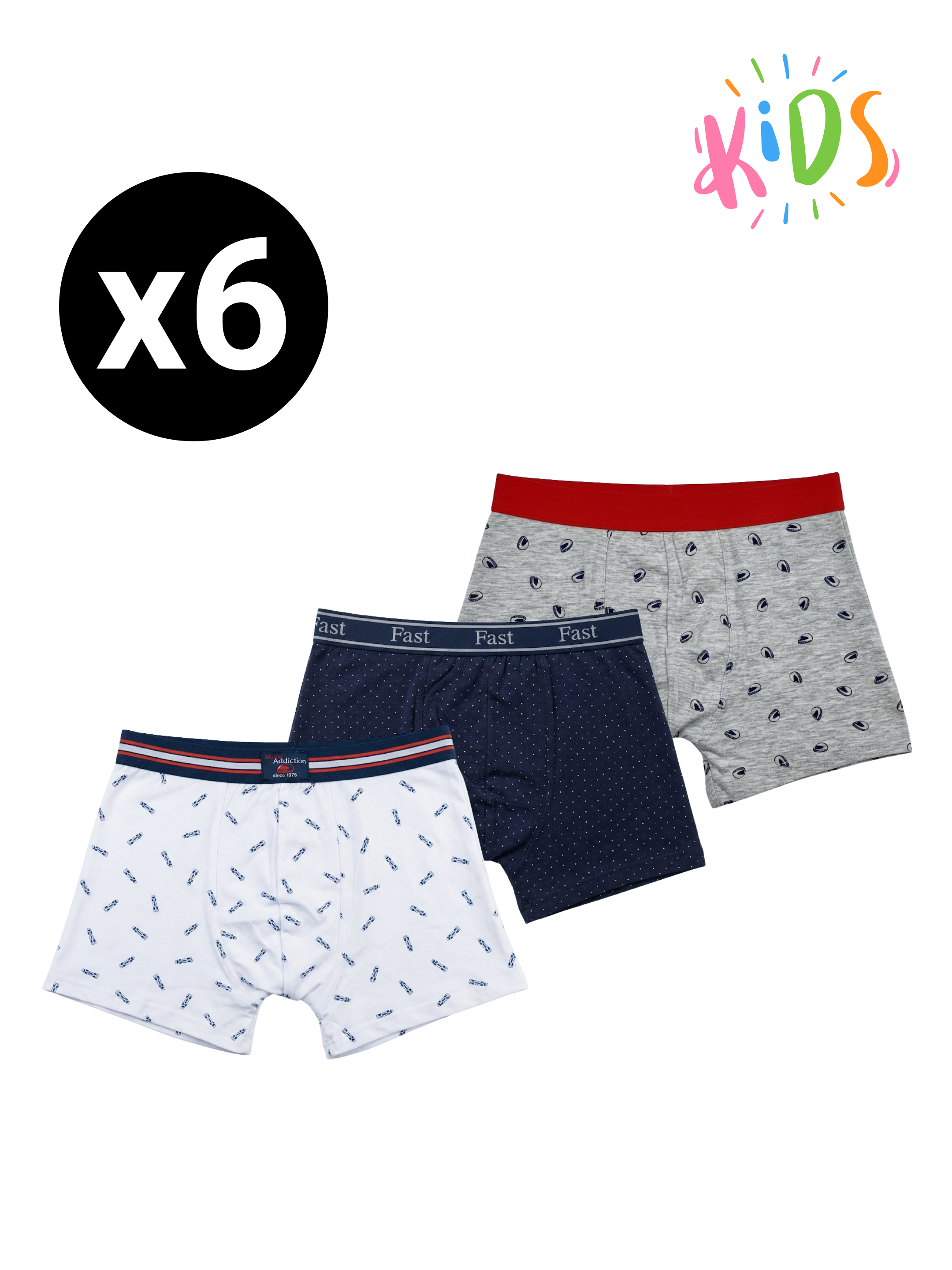 Boxers Basic Garçon – Pack (x6)