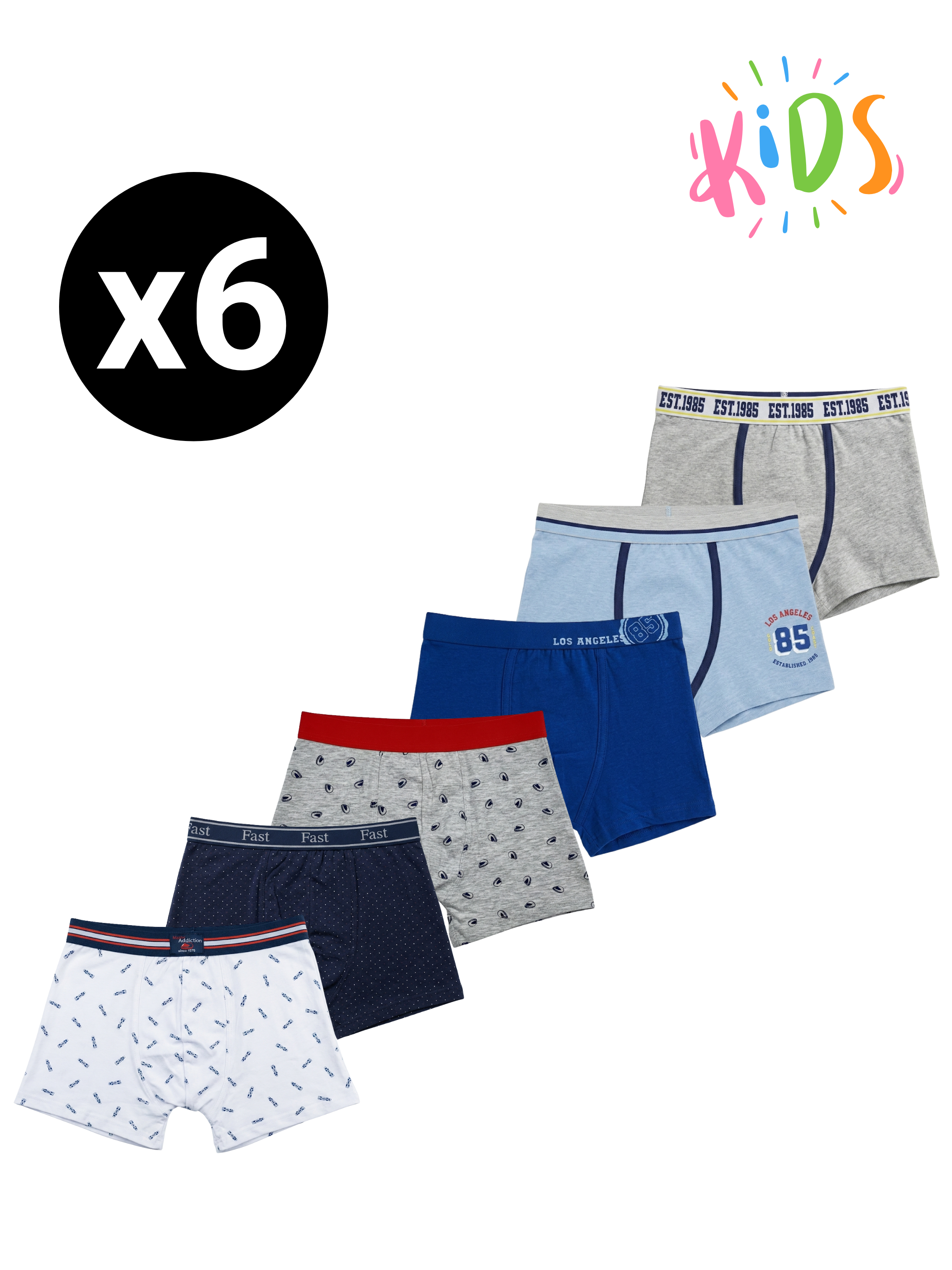 Boxers Basic Garçon – Pack (x6)