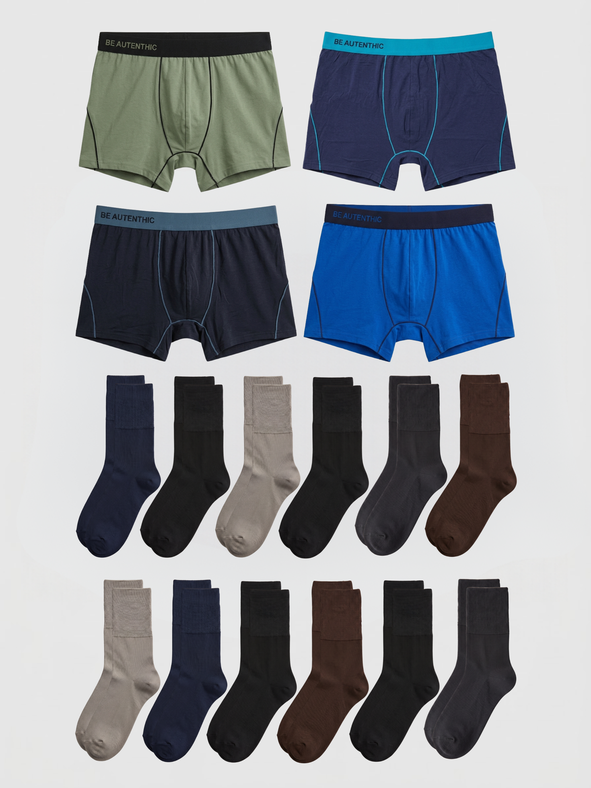 Pack Essential Homme™ en Bambou – Boxers (x4) & Chaussettes (x12)