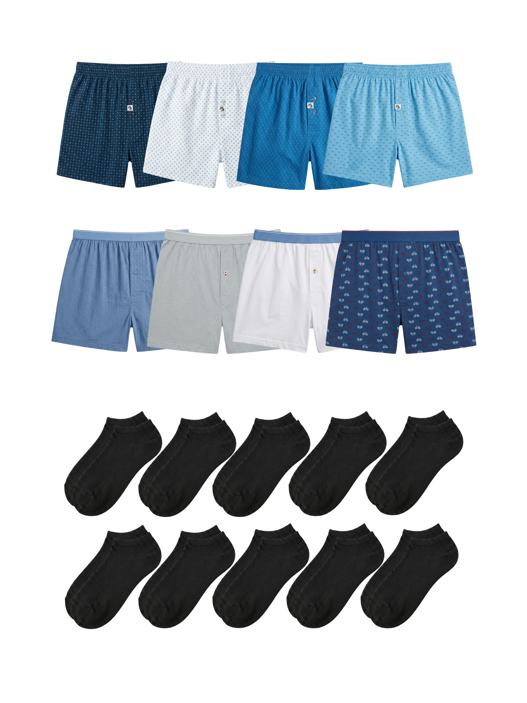 Pack Essential Homme™ – Caleçons (x8) & Socquettes (x12)