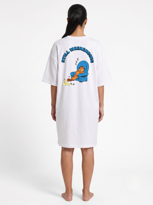 T-shirt Oversize Garfield™ pour Femme – Blanc