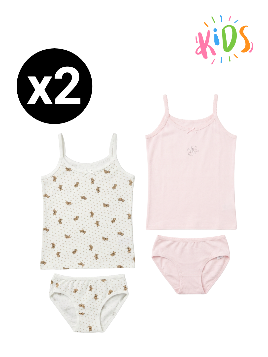 Ensemble Fille en Coton "Ourson" – Pack (x2)
