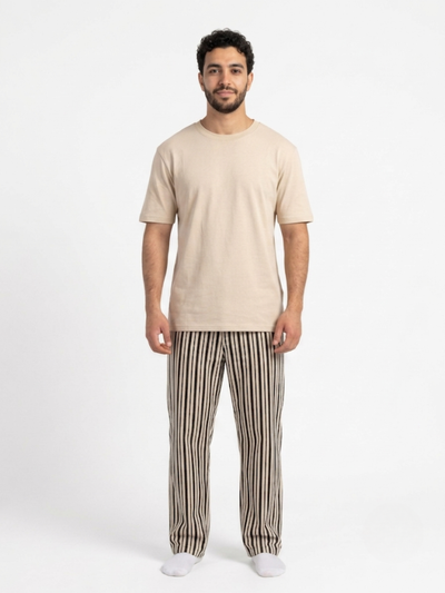 Ensemble Pyjama Rayé Homme – Beige