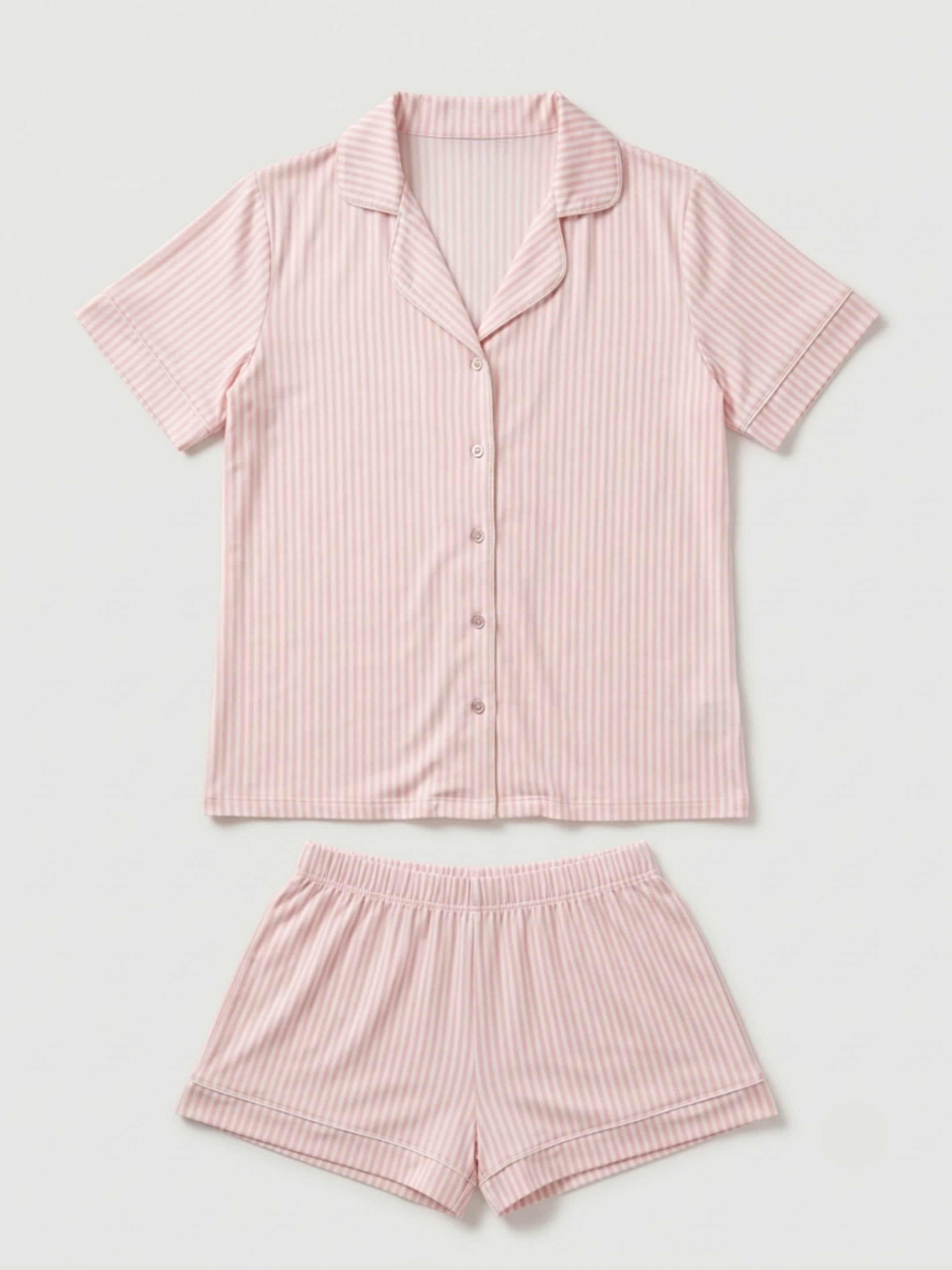 Ensemble Pyjama Court Rayé Douceur – Rose