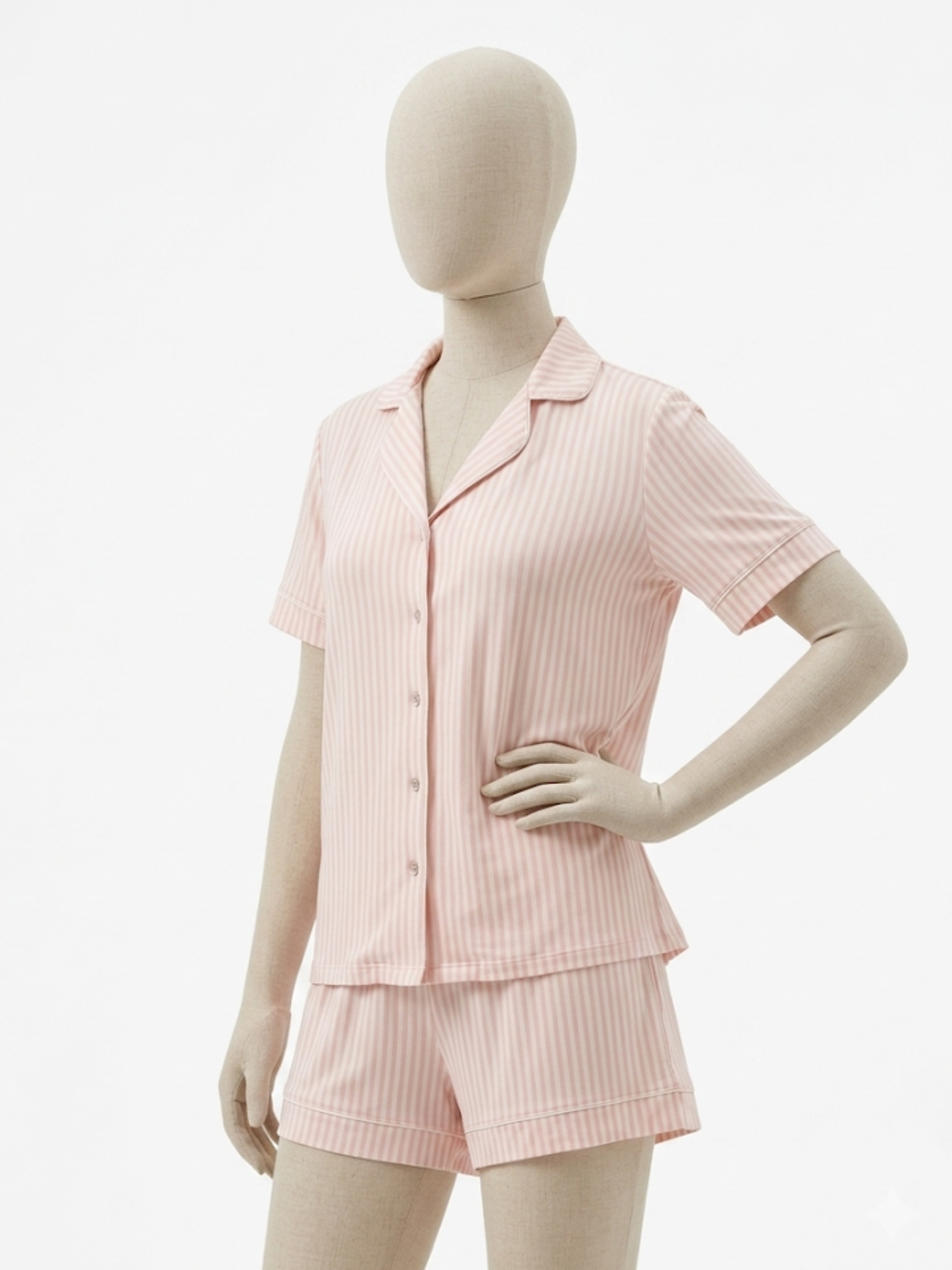 Ensemble Pyjama Court Rayé Douceur – Rose