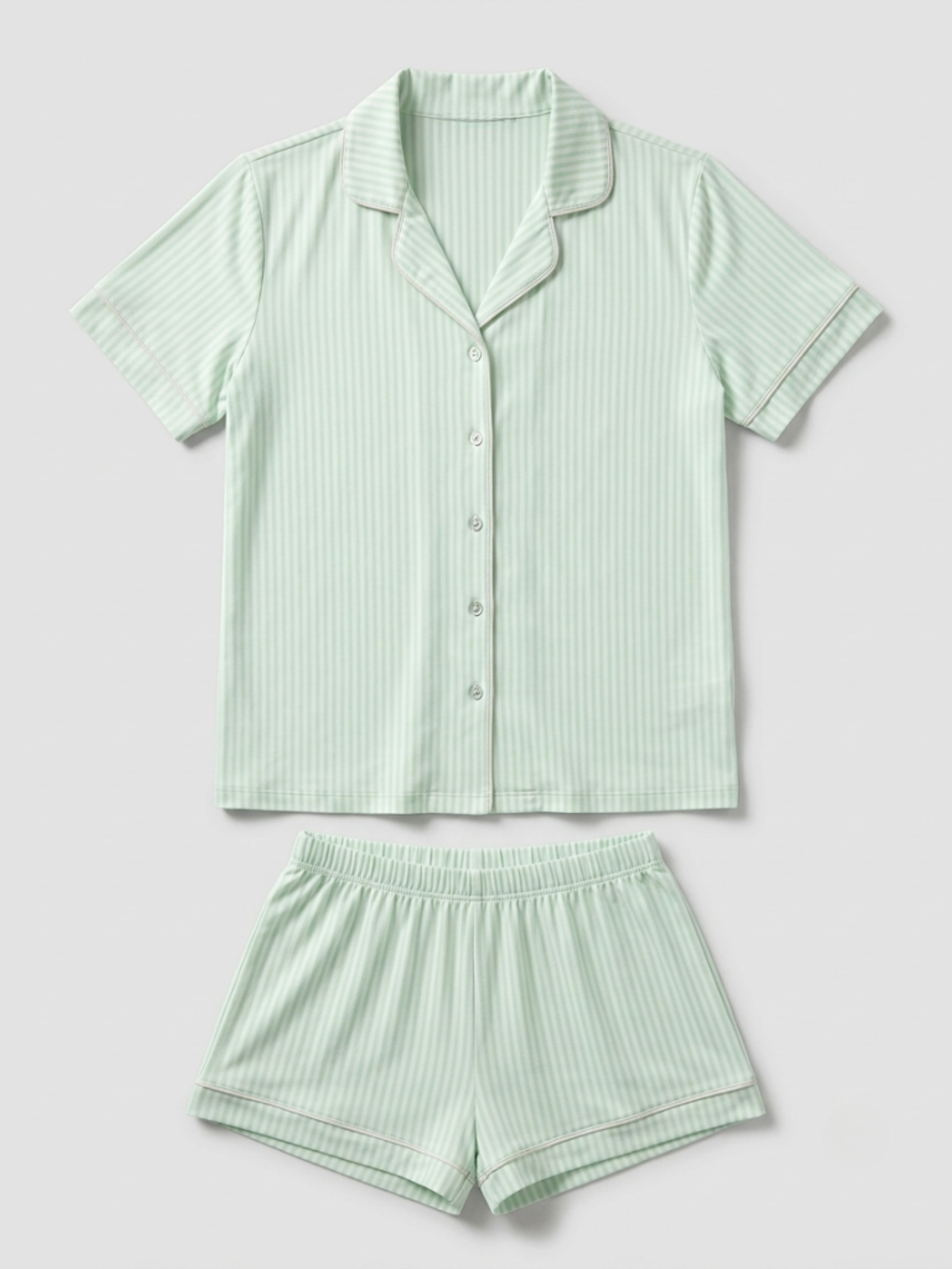 Ensemble Pyjama Court Rayé Douceur – Vert