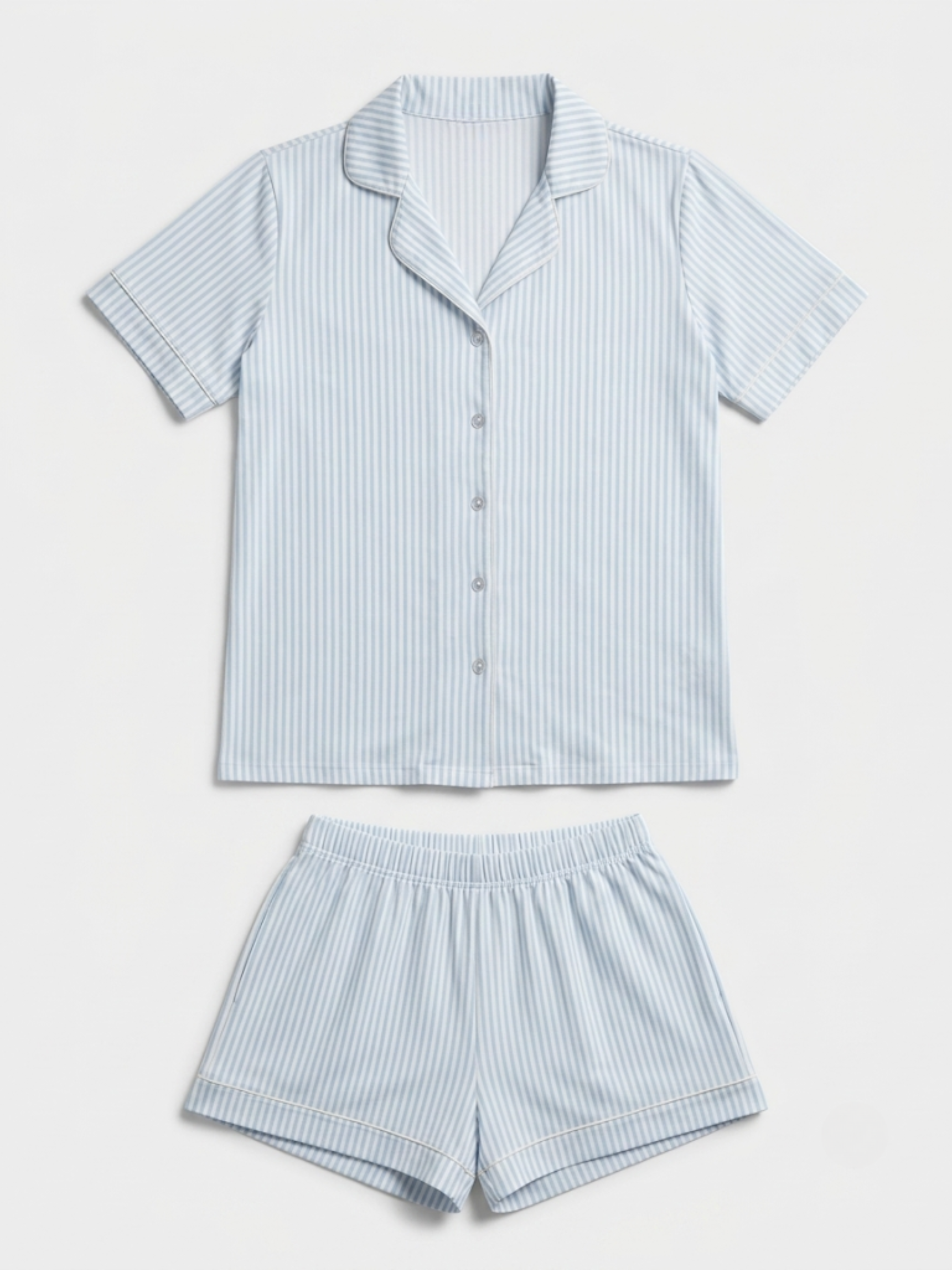 Ensemble Pyjama Court Rayé Douceur – Bleu Ciel
