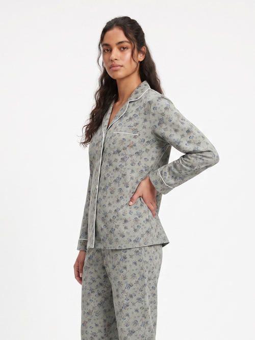 Ensemble Pyjama Fleuri – Vert Sauge
