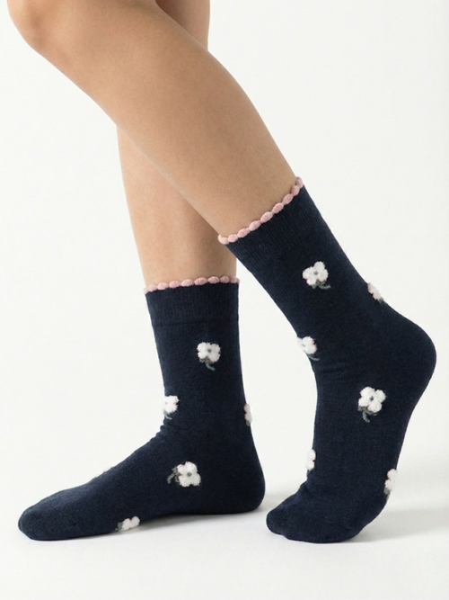 Chaussettes 'Florale' en Coton – 35/40