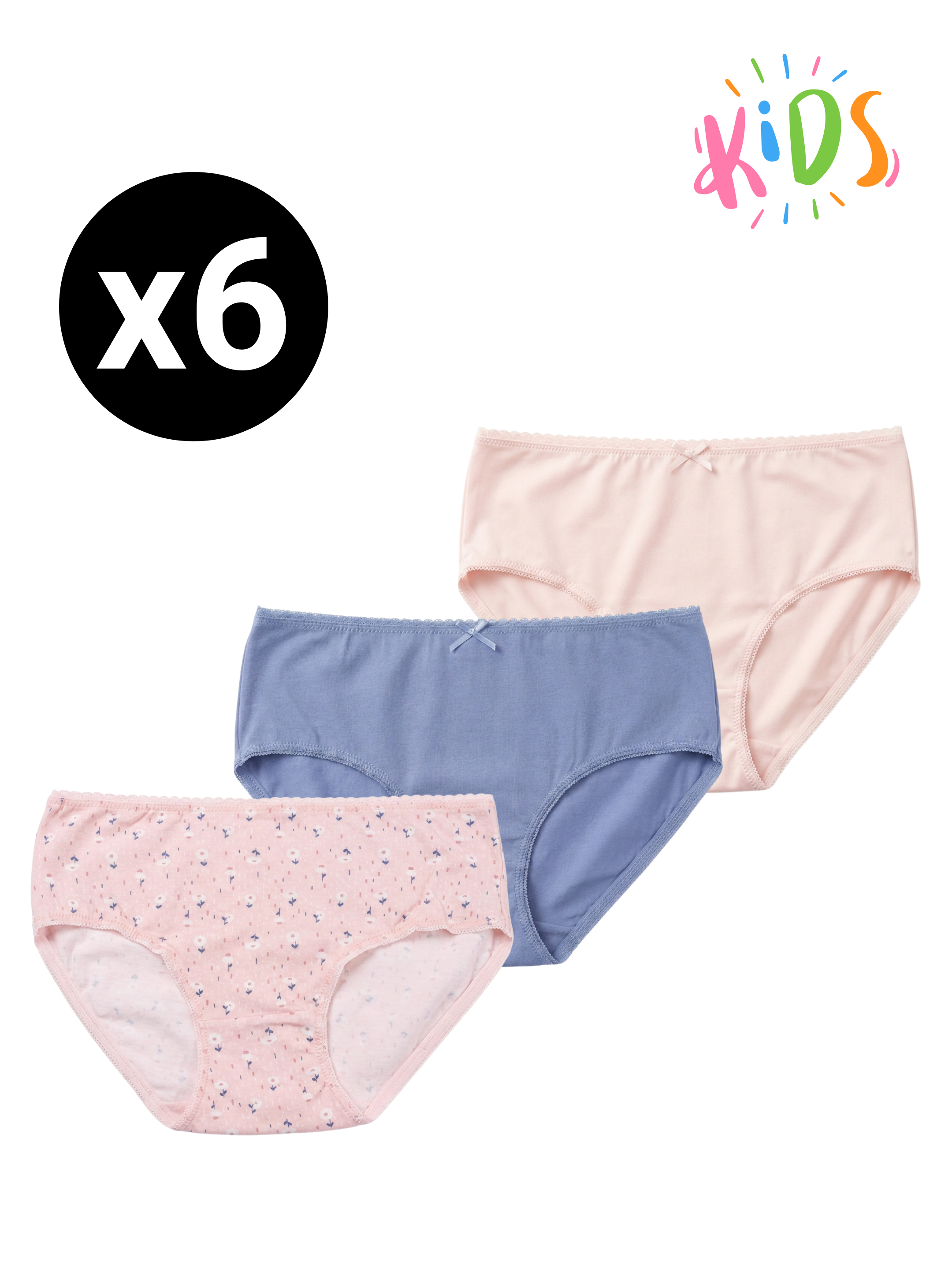 Culottes Basic pour Fille – Pack (x6)