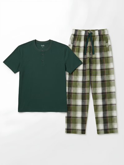 Ensemble Pyjama Carreaux Homme – Vert Sombre