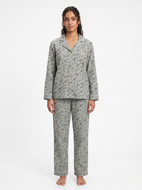 Ensemble Pyjama Fleuri – Vert Sauge